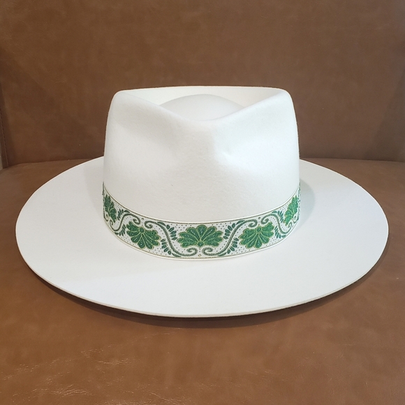 Lack Of Color White Hat with Green Band - Picture 5 of 14